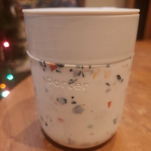 Soft silicone wrapped over ceramic Porter 12oz travel mug